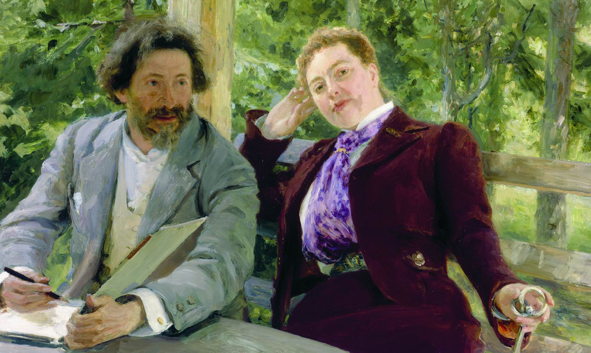 Репин И.. Автопортрет с Натальей Борисовной Нордман. 1903