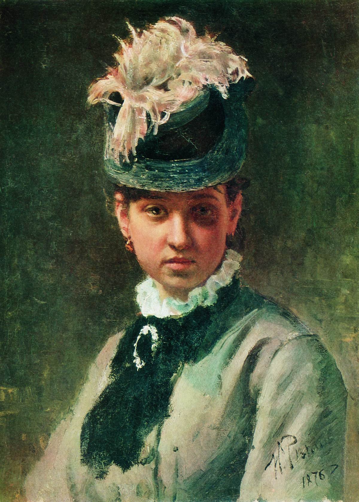 Репин И.. Портрет В.А.Репиной, жены художника. 1876
