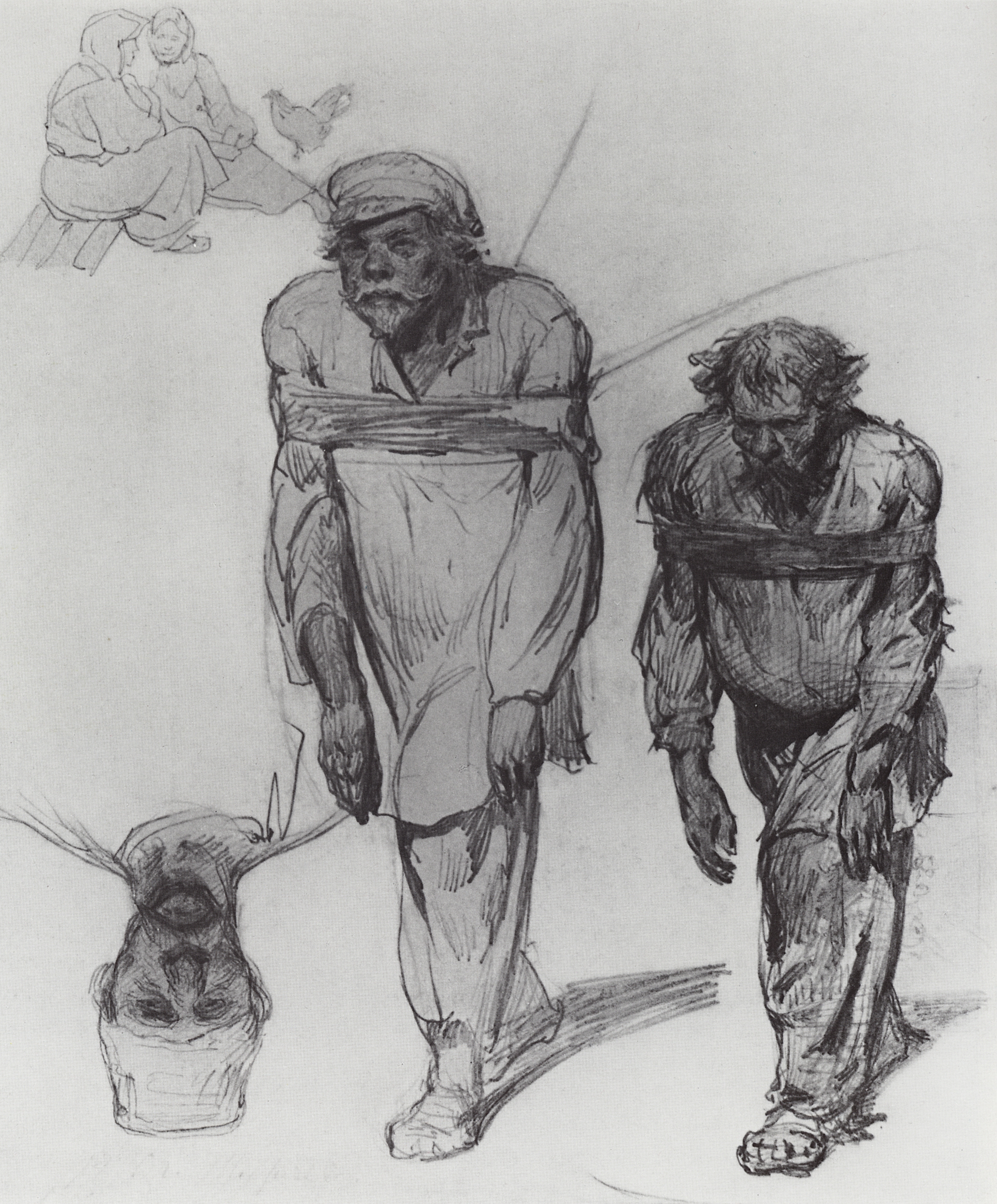 Репин И.. Бурлаки, тянущие лямку. 1870