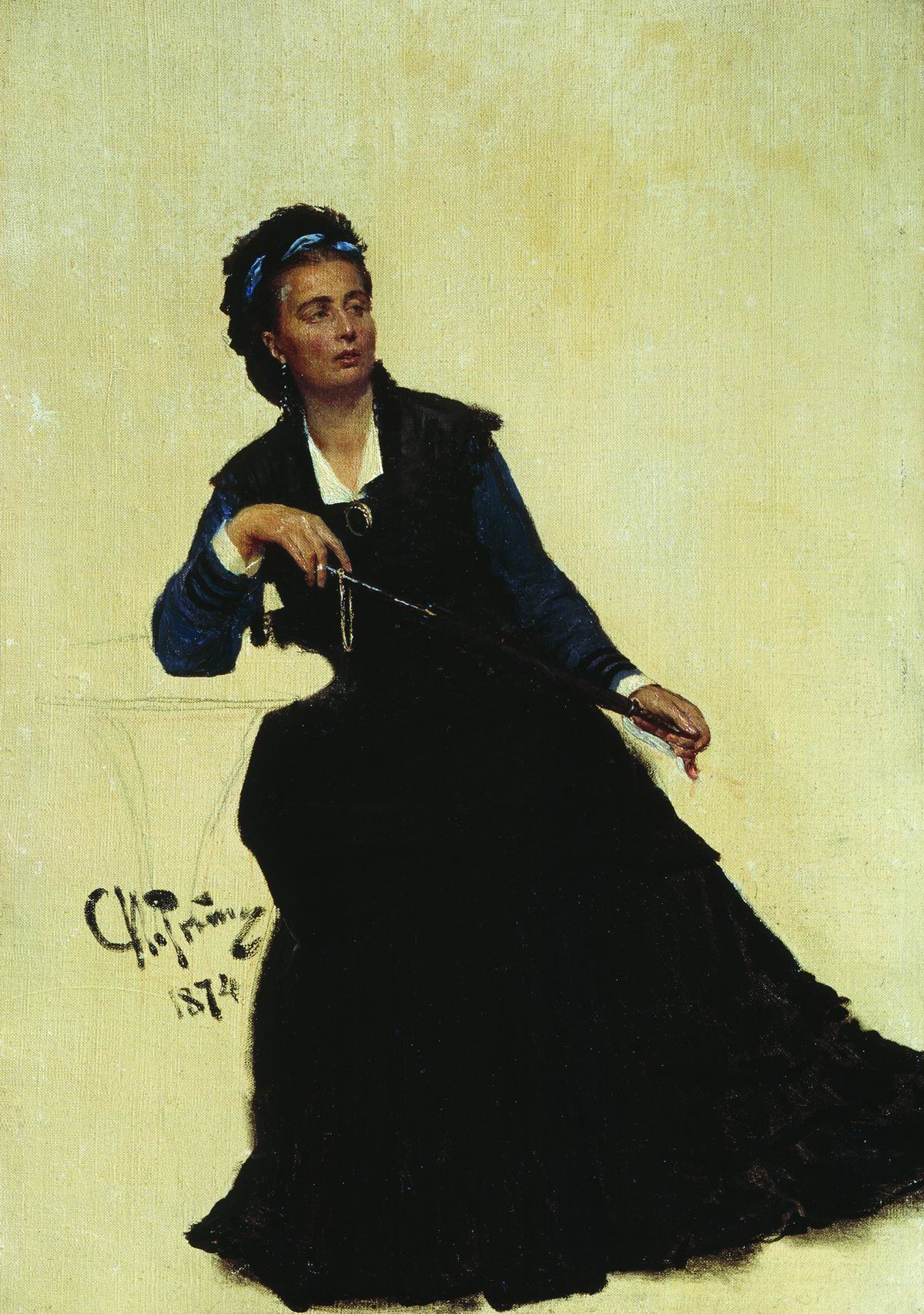 Репин И.. Дама, играющая зонтиком. 1874