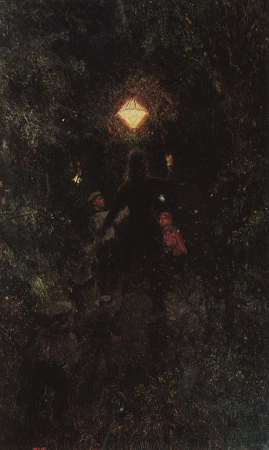 Репин И.. Прогулка с фонарями. 1879
