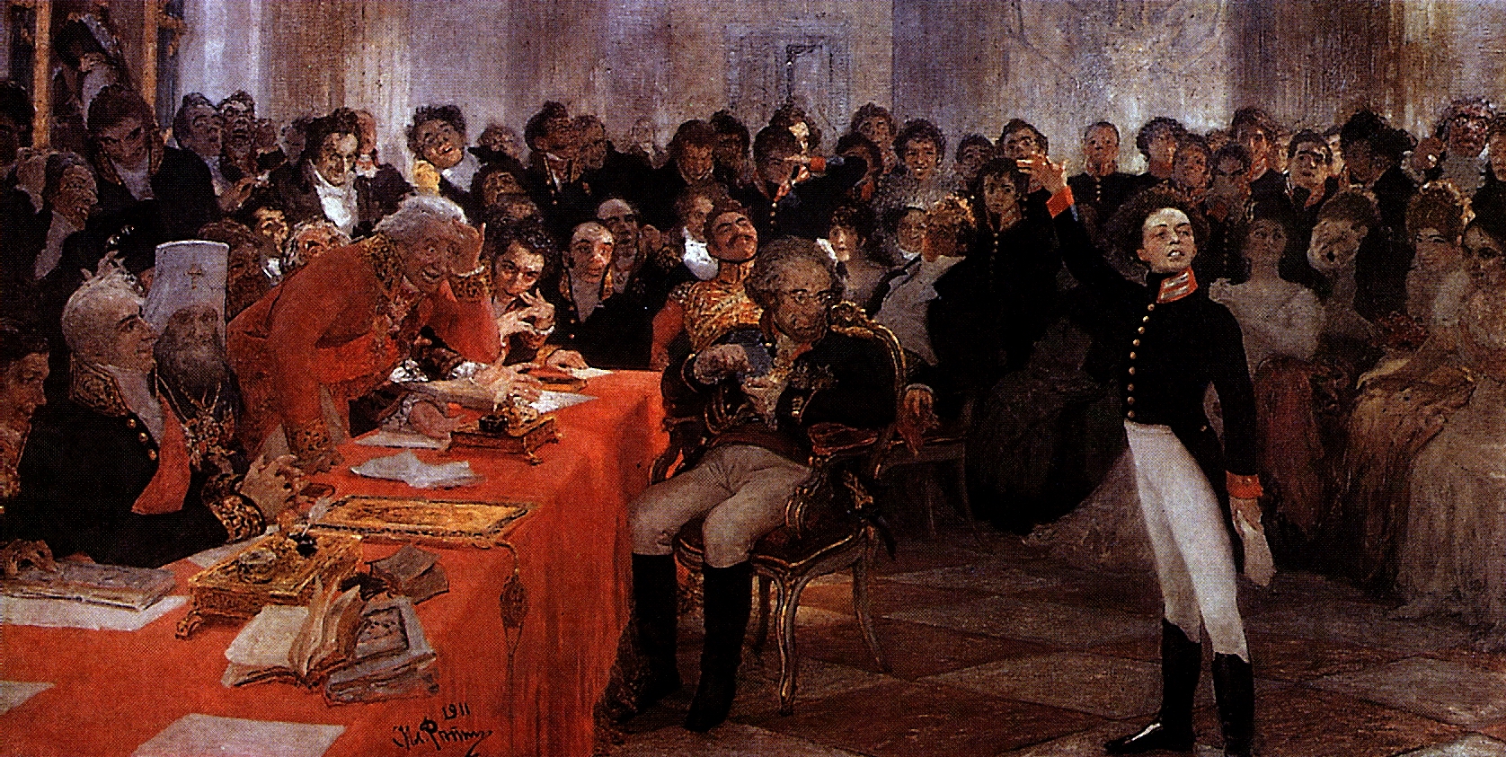 Репин И.. А.С.Пушкин на акте в Лицее 8 января 1815 года читает свою поэму 