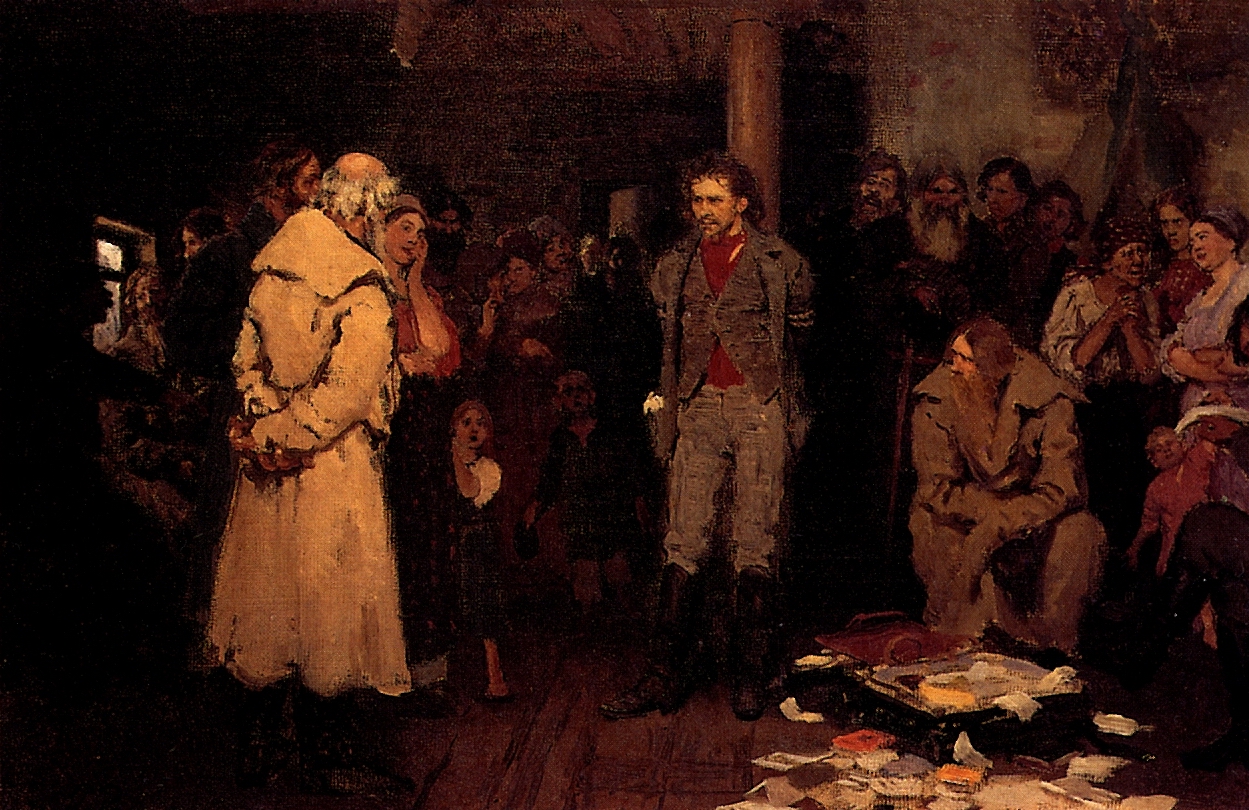 Репин И.. Арест пропагандиста. 1878