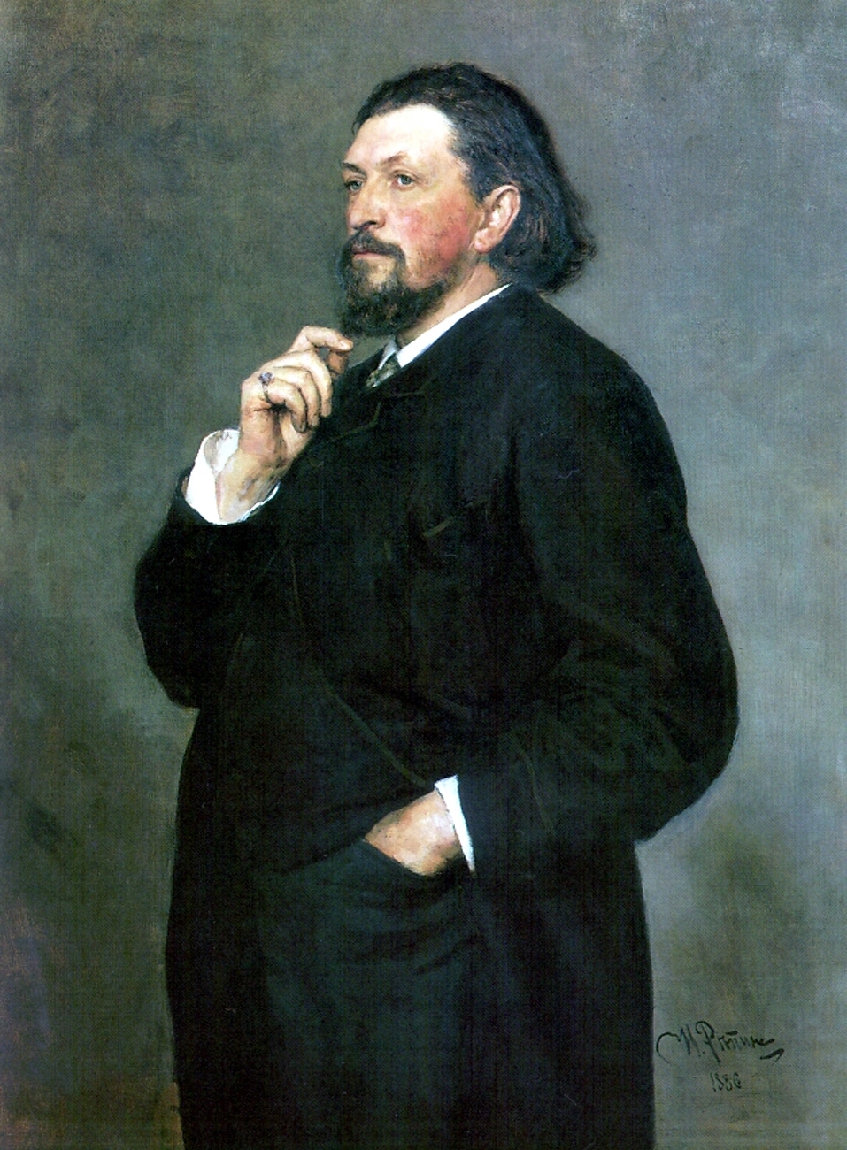 Репин И.. Портрет музыкального деятеля М.П.Беляева. 1886