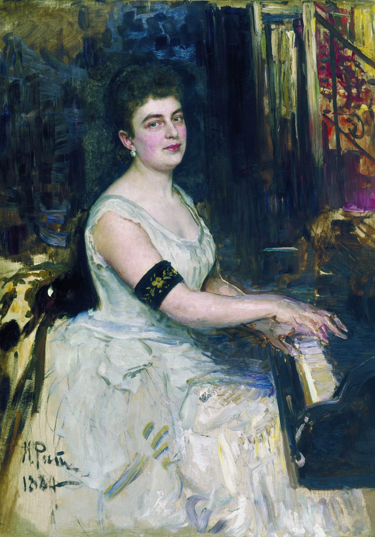 Репин И.. Портрет пианистки М.К.Бенуа. 1887