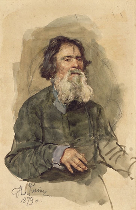 Репин И.. Бородатый крестьянин. 1879