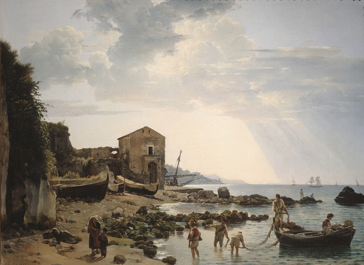 Щедрин Сильв.. Малая гавань в Сорренто с видом на острова Искья и Прочидо. 1826