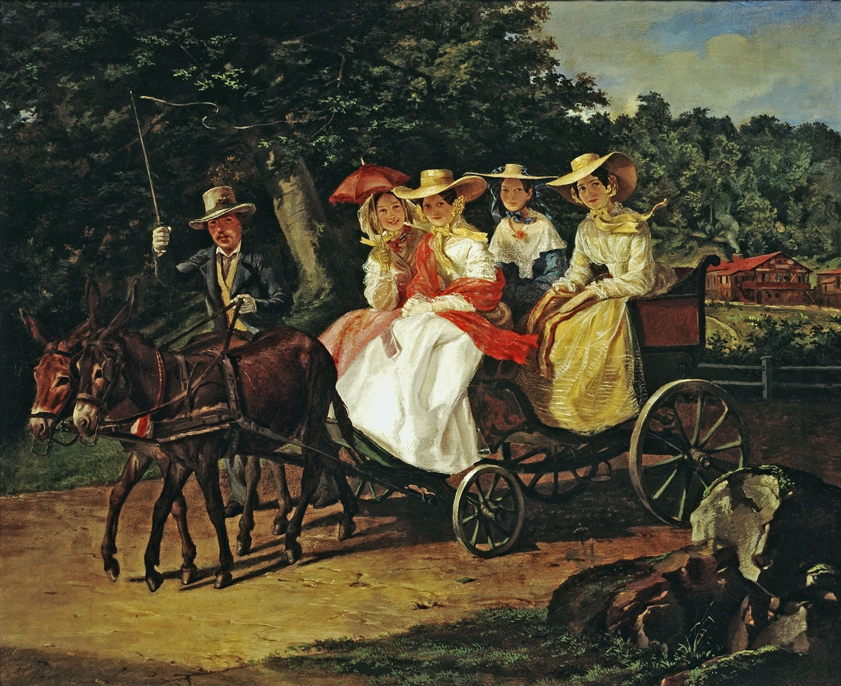 Брюллов А.. Прогулка в коляске. 1845-1846