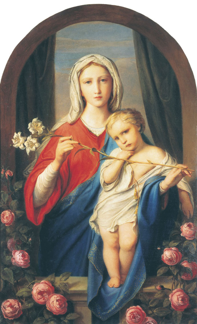 Бруни Ф.. Богоматерь с младенцем в розах. 1843