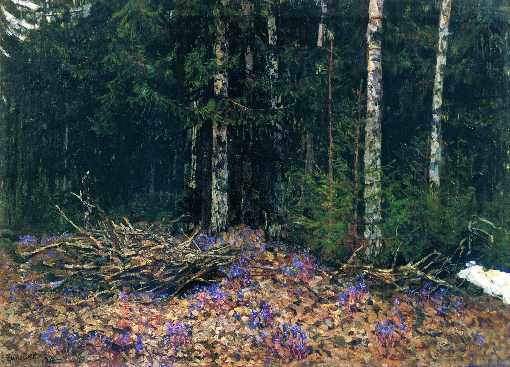 Жуковский С.. Весна в лесу. 1918