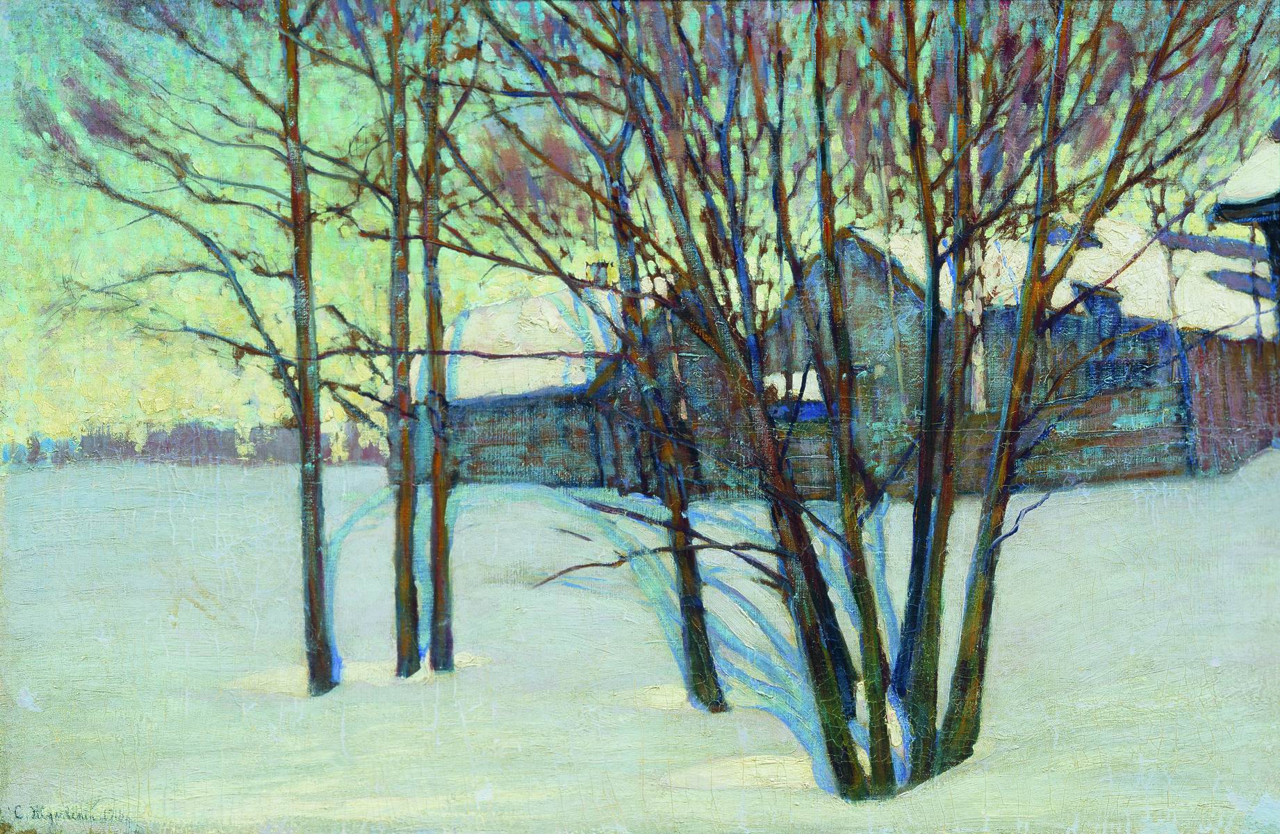Жуковский С.. Зимний пейзаж с домом. 1916