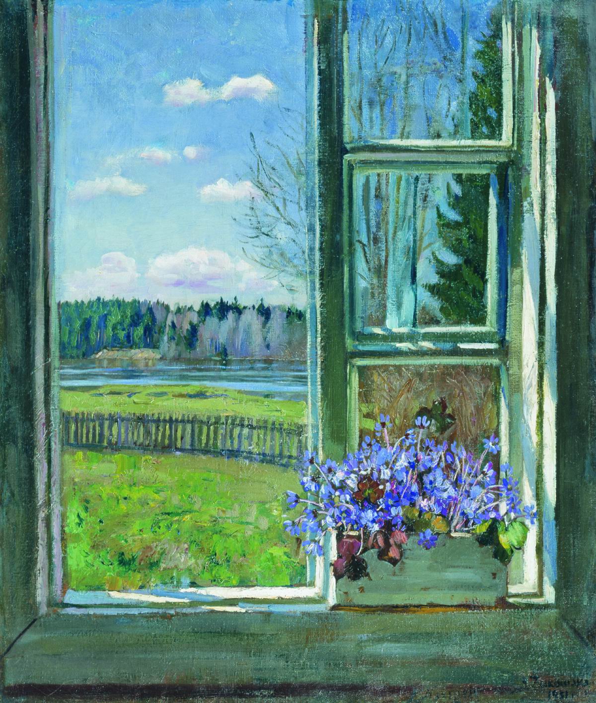 Жуковский С.. Окно с фиалками. 1931