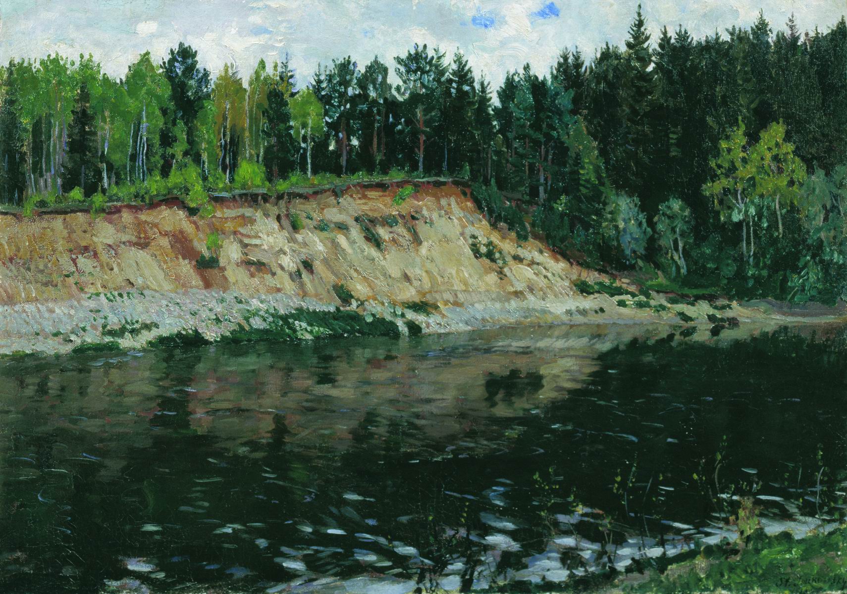 Жуковский С.. Река. Обрывистый берег. 1918