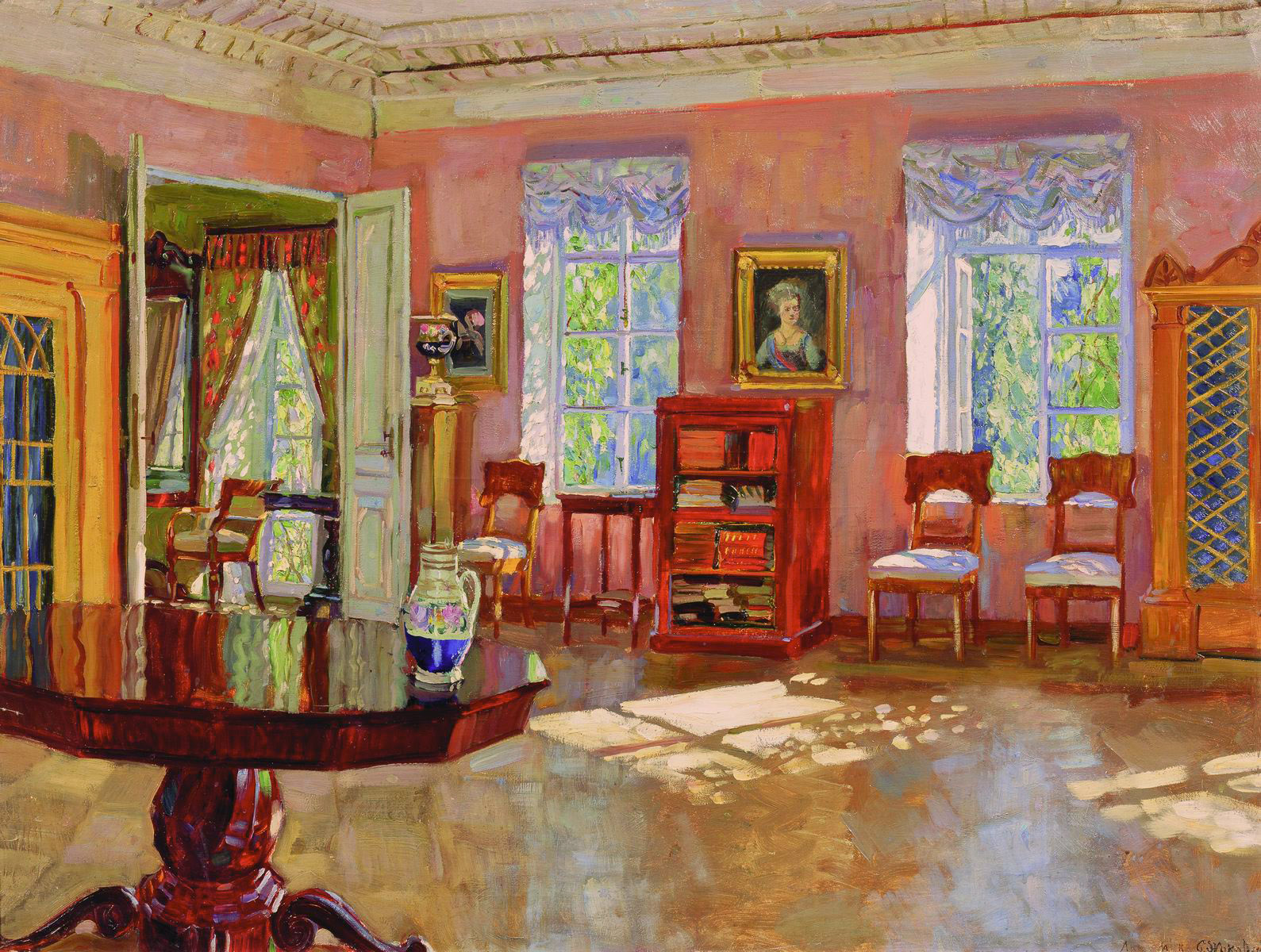 Жуковский С.. Интерьер библиотеки помещичьего дома. 1910-е