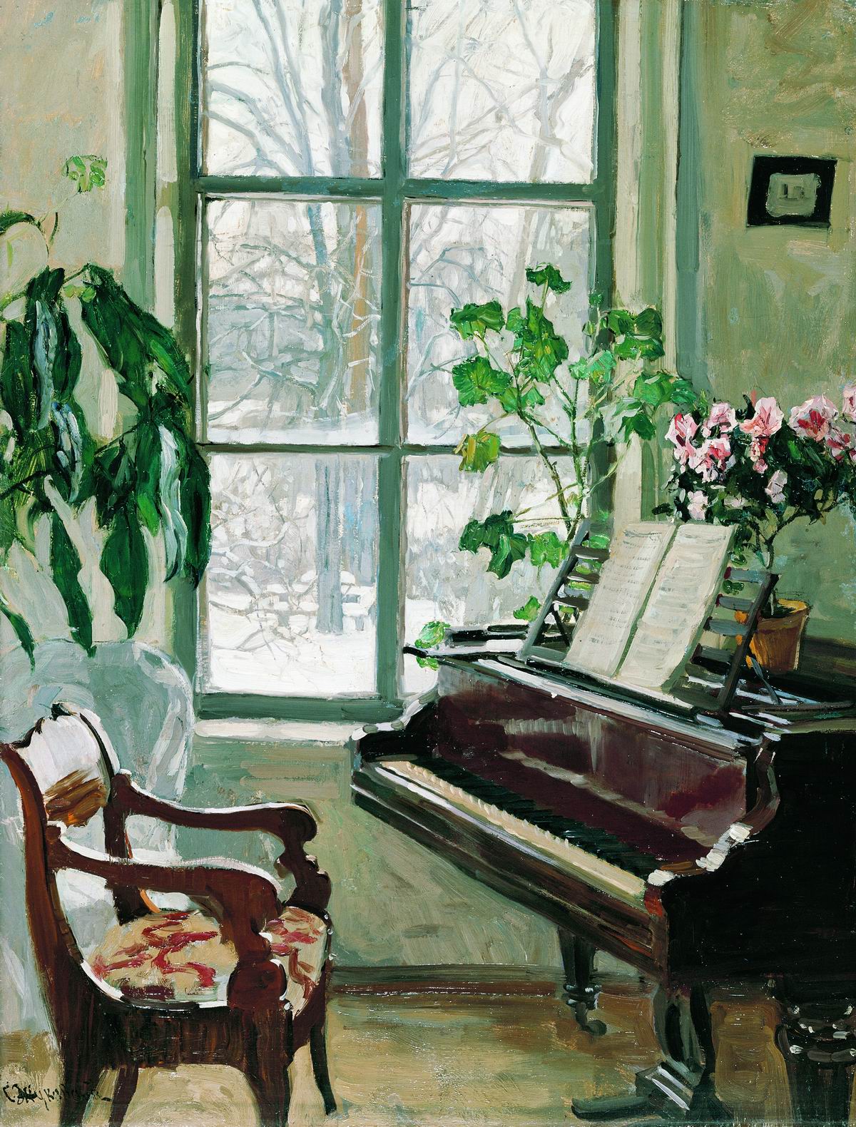 Жуковский С.. Гостиная с роялем. 1916-1917