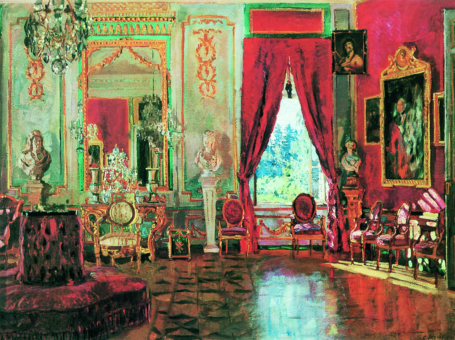 Жуковский С.. Кусково. Малиновая гостиная. 1917