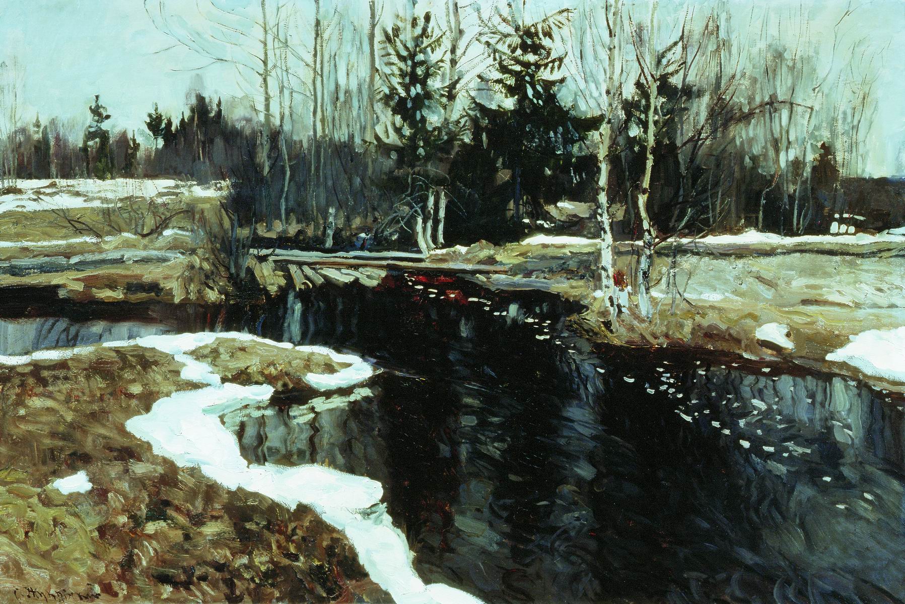 Жуковский С.. Весенний бурлящий ручей. 1913