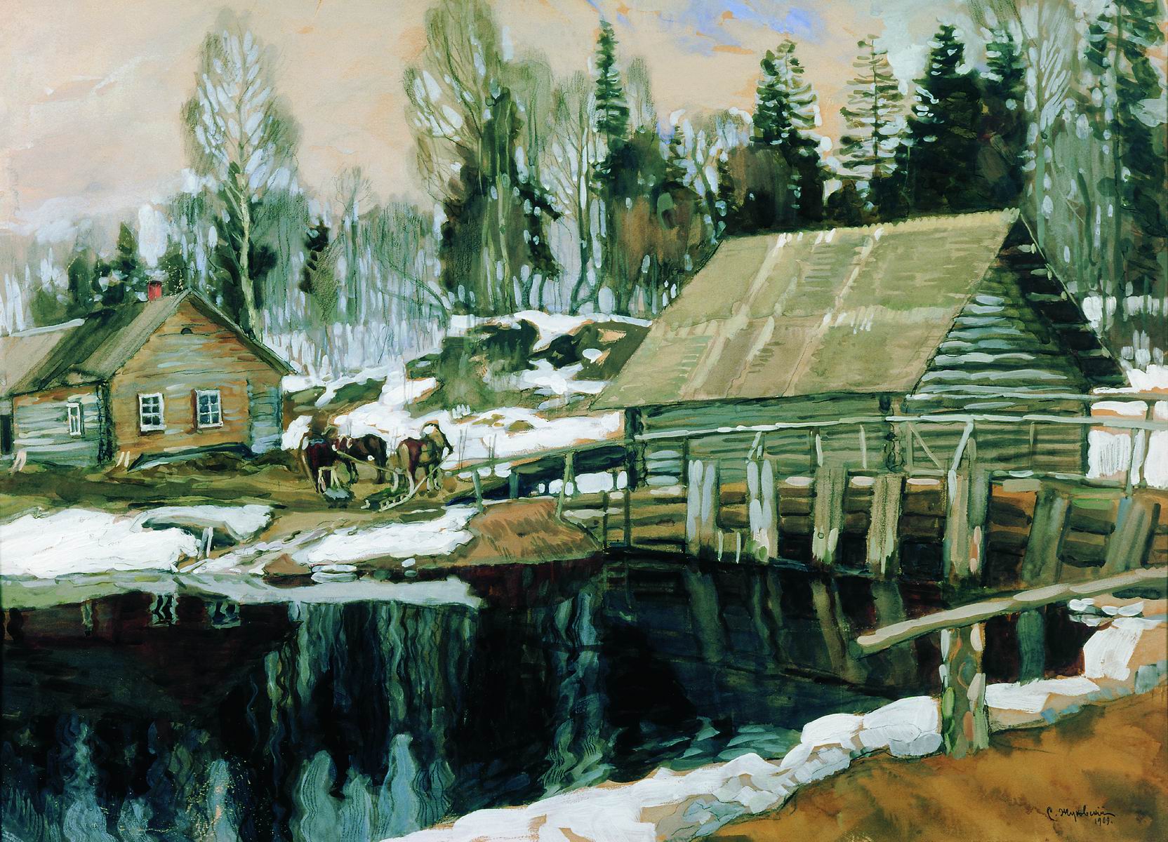 Жуковский С.. Плотина. 1909