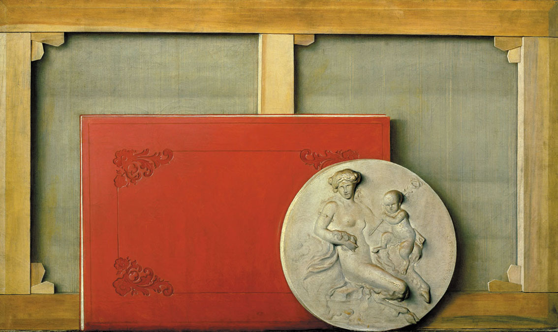 Мордвинов. Натюрморт: подрамник, папка и гипсовый барельеф. 1857