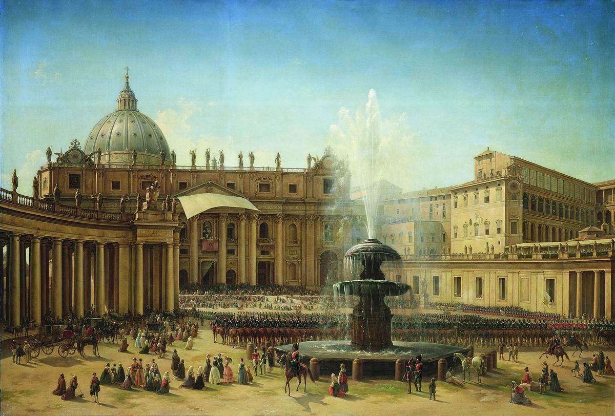 Чернецов Г.. Площадь Святого Петра в Риме во время папского благословения. 1850