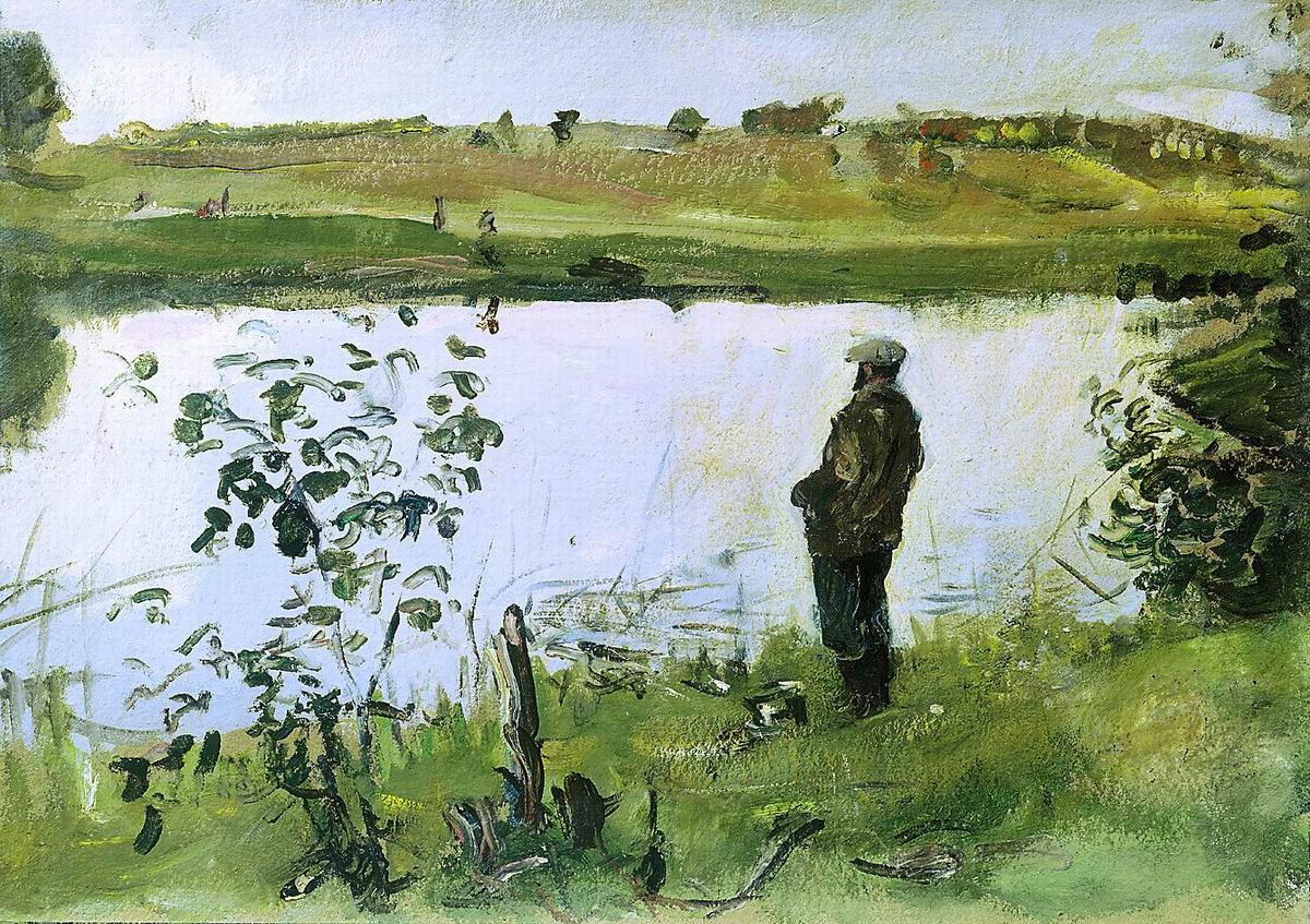 Серов В.. Художник К.А.Коровин на берегу реки. 1905
