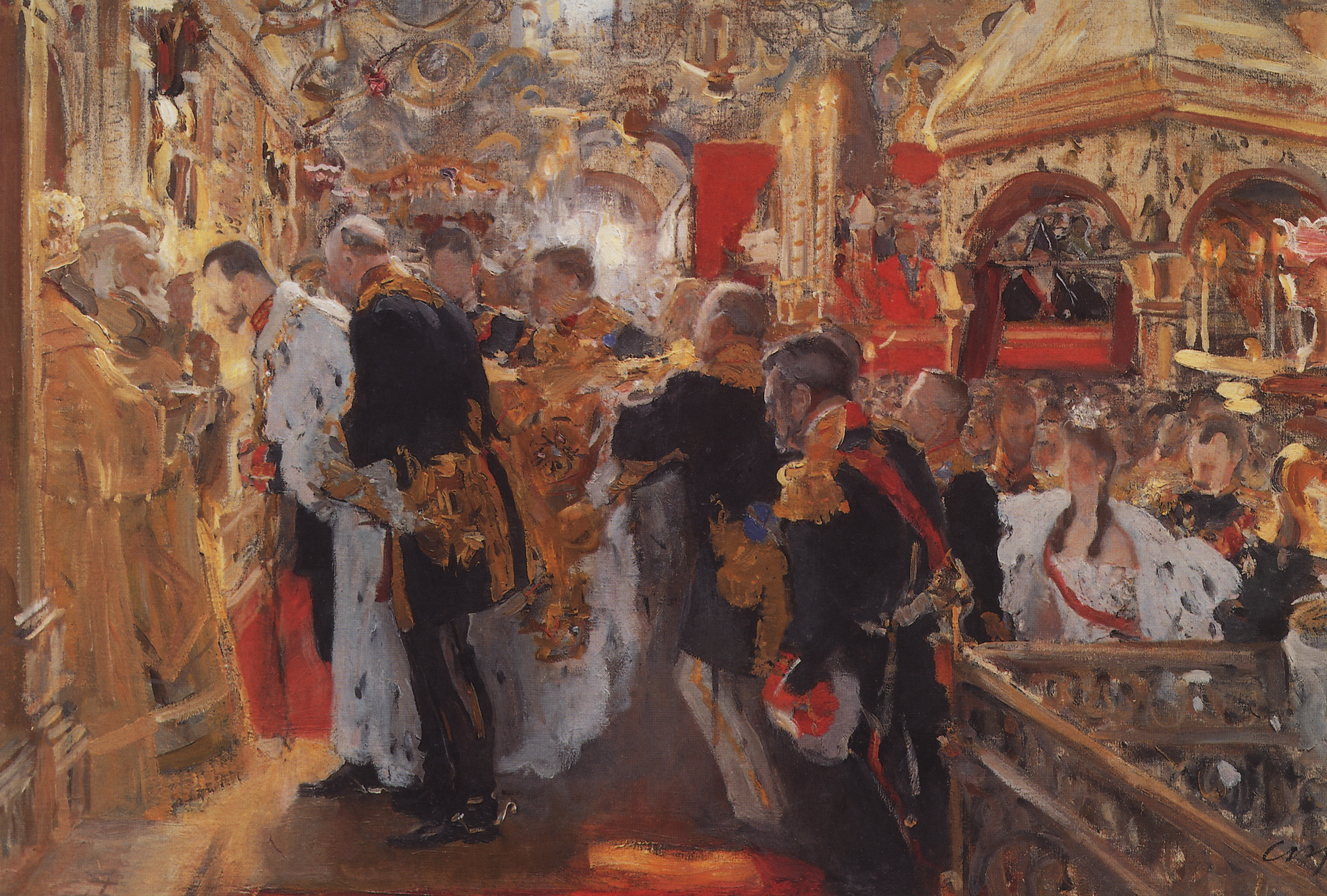 Серов В.. Коронация. Миропомазание Николая II в Успенском соборе. 1896