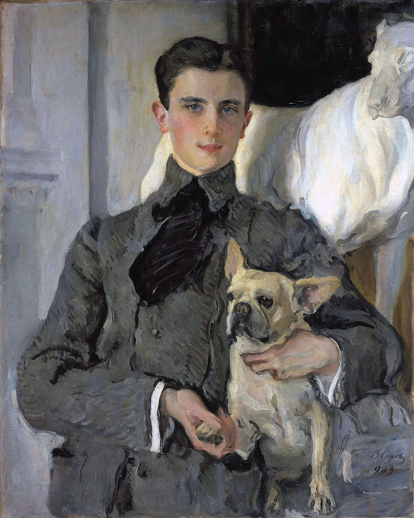 Серов В.. Портрет графа Ф.Ф.Сумарокова-Эльстона, впоследствии князя Юсупова, с собакой. 1903
