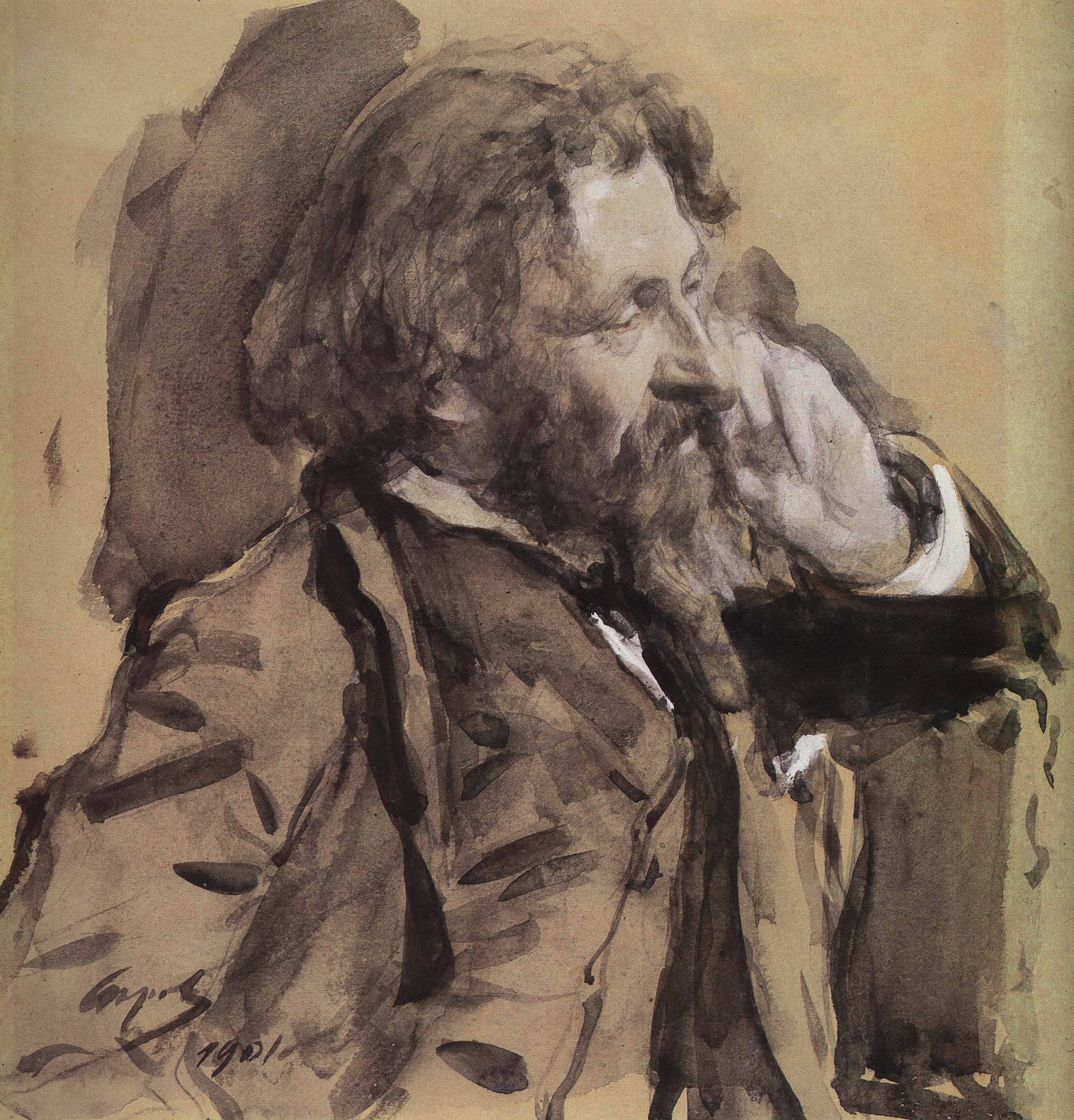 Серов В.. Портрет И.Е.Репина. 1901