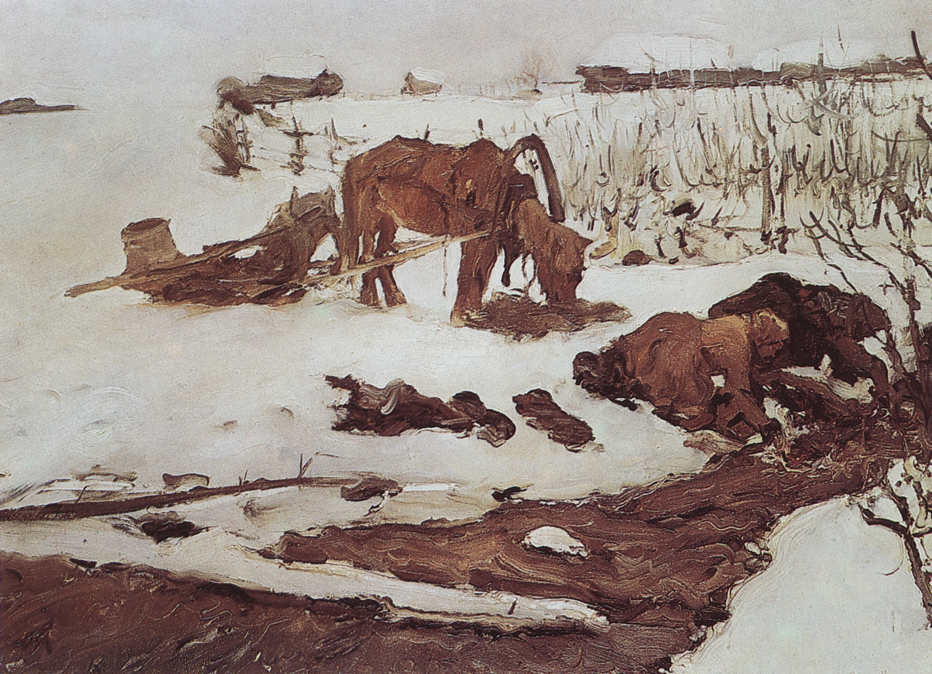 Серов В.. Полосканье белья (На речке). 1901