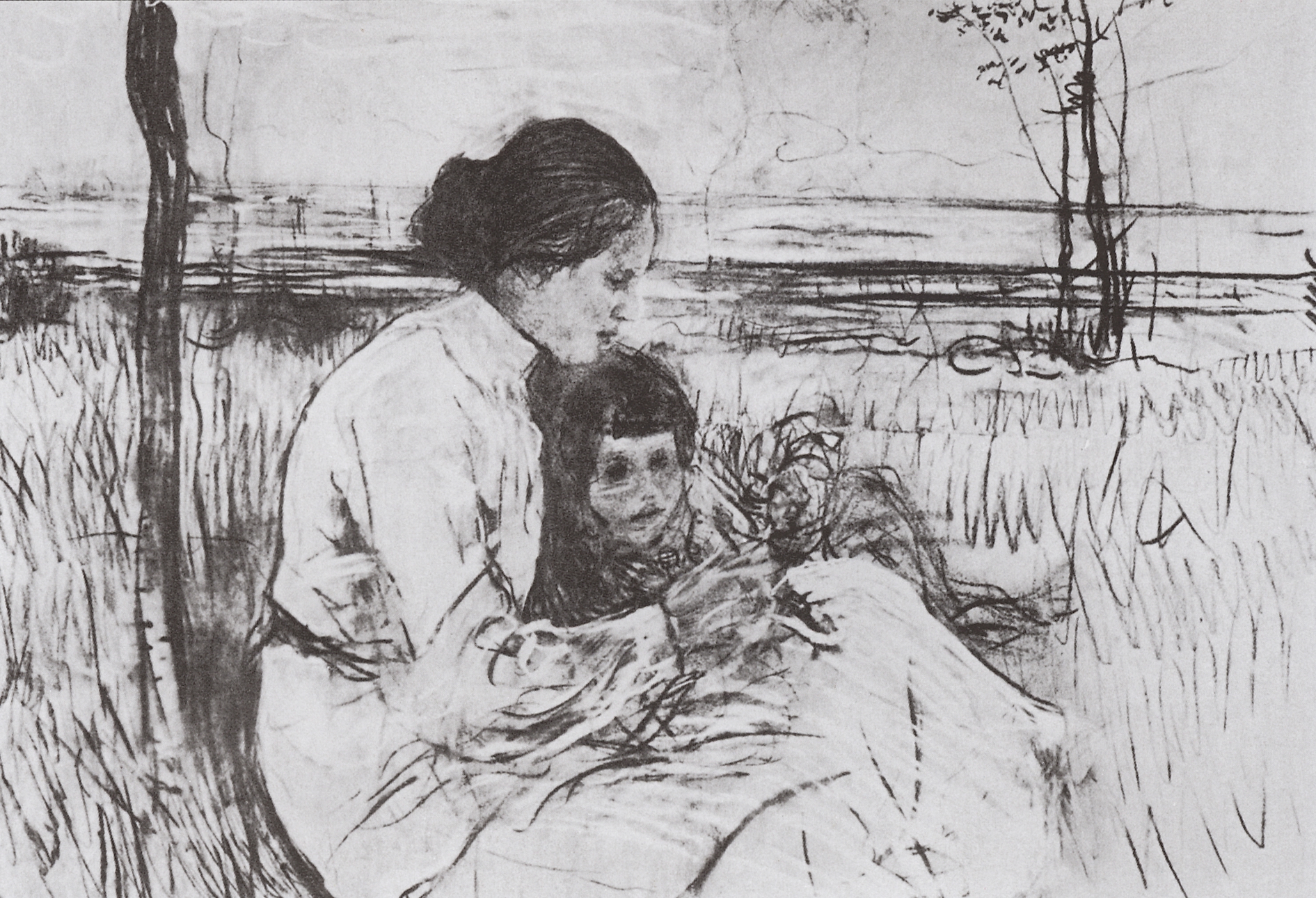 Серов В.. Дети художника. Ольга и Антоша Серовы. 1906