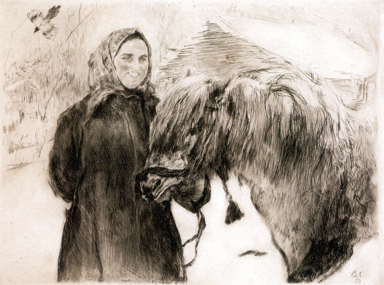 Серов В.. Баба с лошадью. 1899