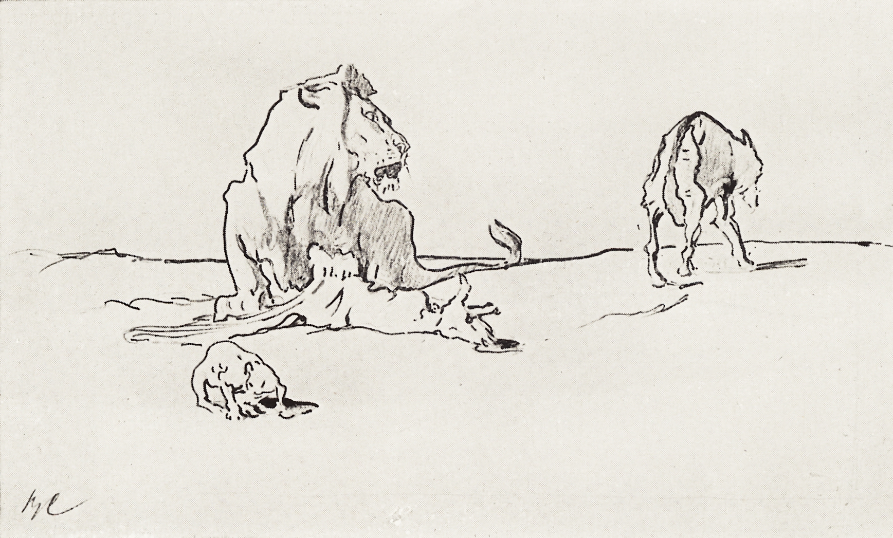 Серов В.. Лев и волк. 1911