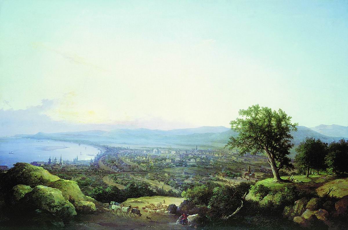 Чернецов Н.. Вид города Саратова при заходе солнца. 1860
