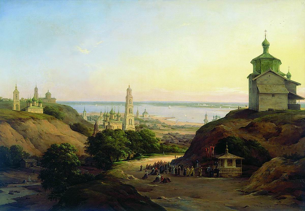 Чернецов Н.. Вид Юрьевца Повольского. 1851