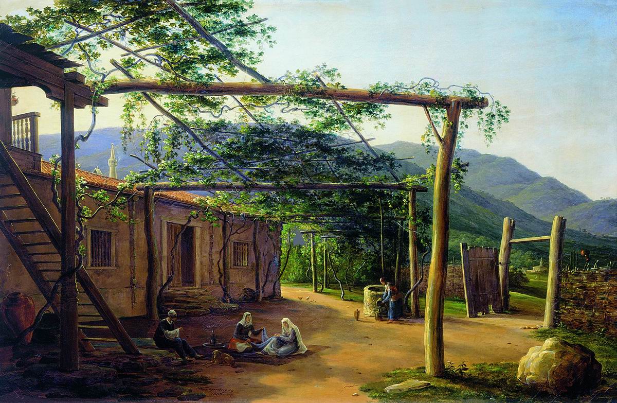 Чернецов Н.. Татарский дворик в Крыму. 1839