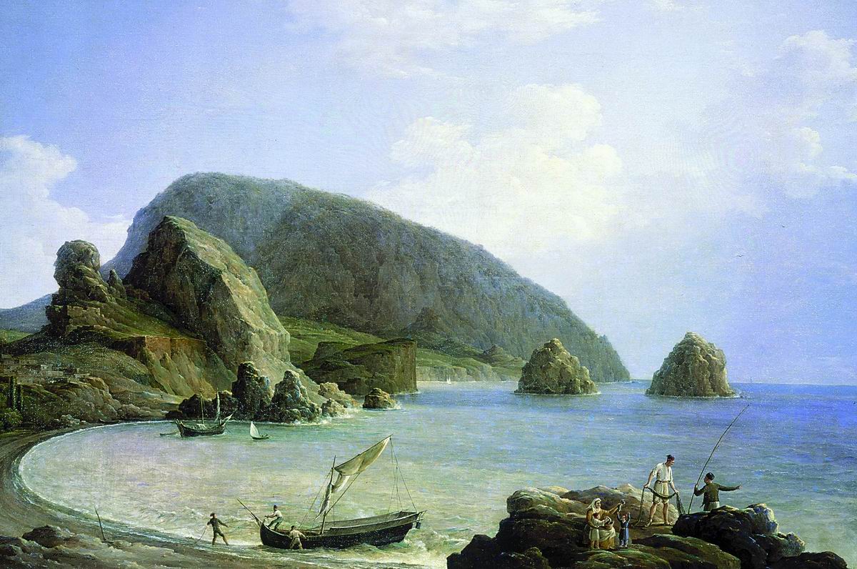 Чернецов Н.. Вид на Аю-Даг в Крыму со стороны моря. 1836