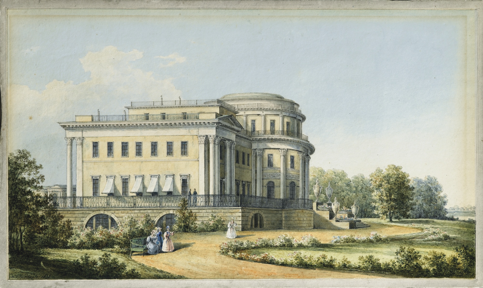 Чернецов Н.. Вид Александровского дворца в Царском селе 2,0. 1839