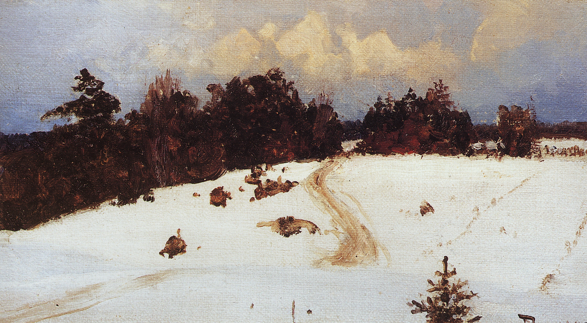 Поленов. Зимний пейзаж. Бёхово. 1897