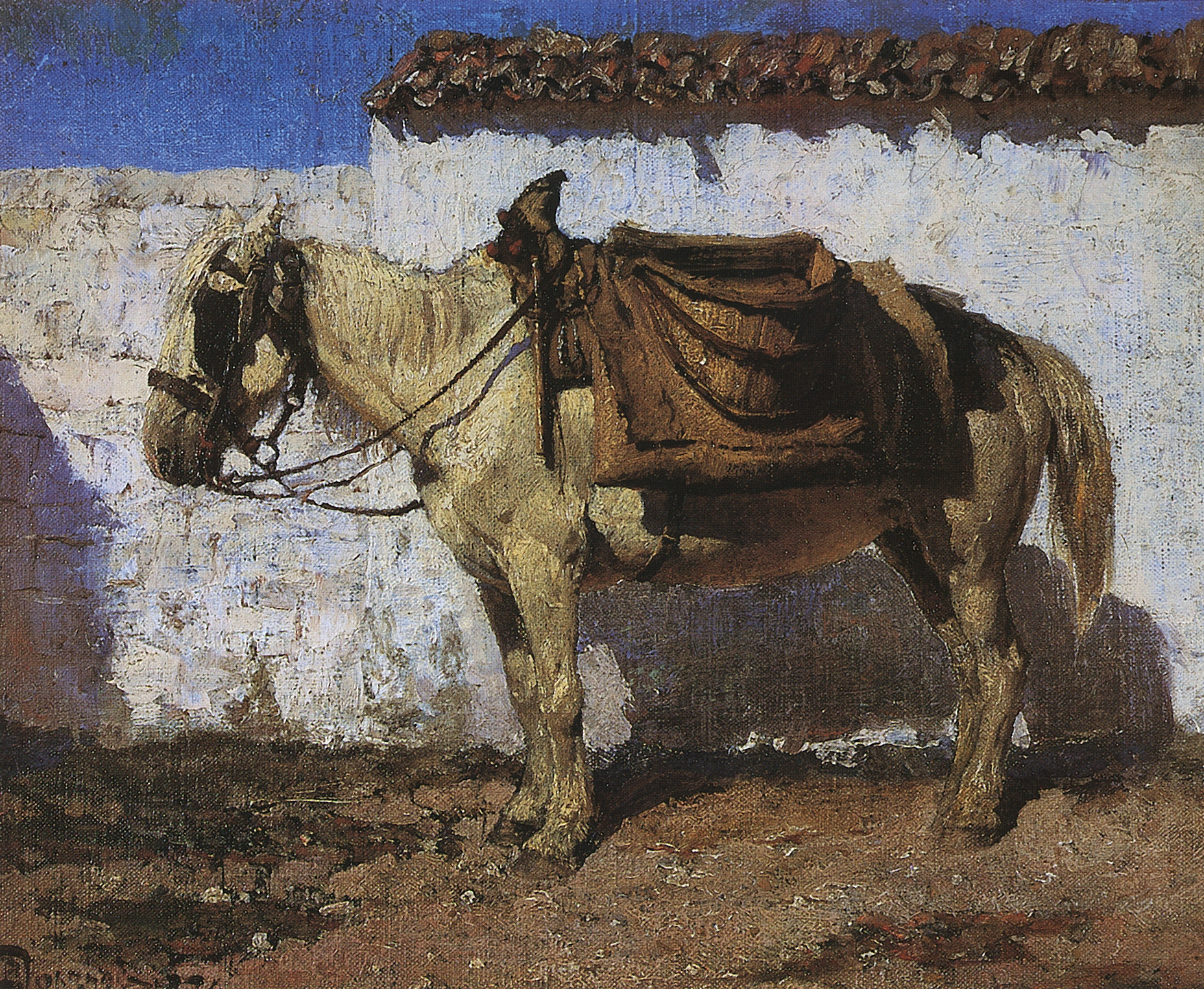 Поленов. Белая лошадка. Нормандия. 1874