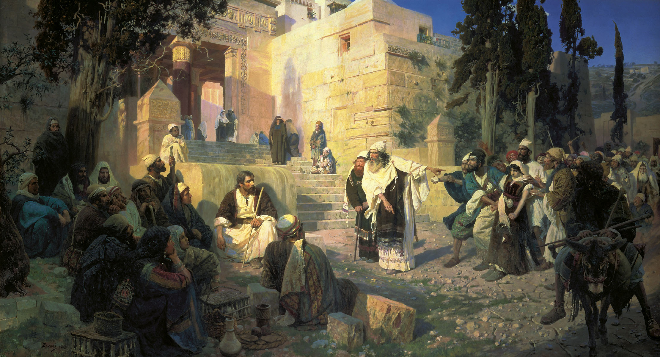 Поленов. Христос и грешница (Кто без греха?). 1888