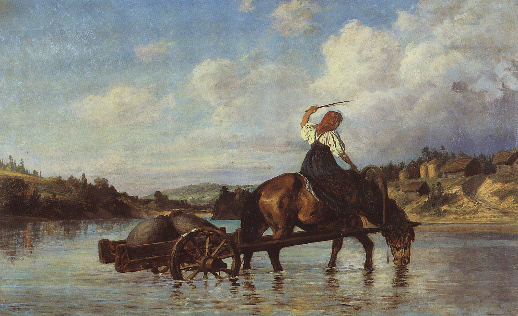 Поленов. Переправа через реку Оять. С мельницы. 1872