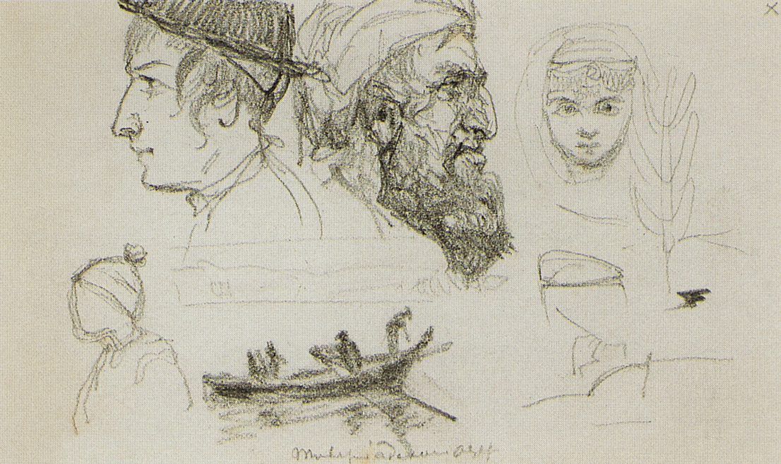 Поленов. Типажи людей на Тивериадском озере. 1881