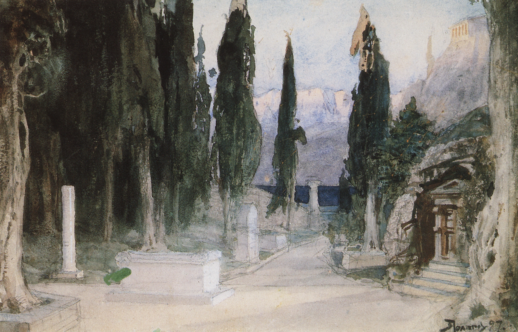 Поленов. Кладбище среди кипарисов. 1897