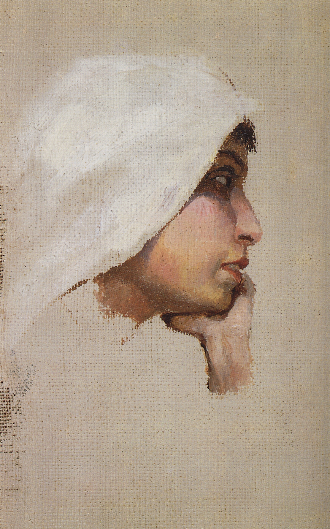 Поленов. Голова молодой женщины в белом покрывале. 1880-е