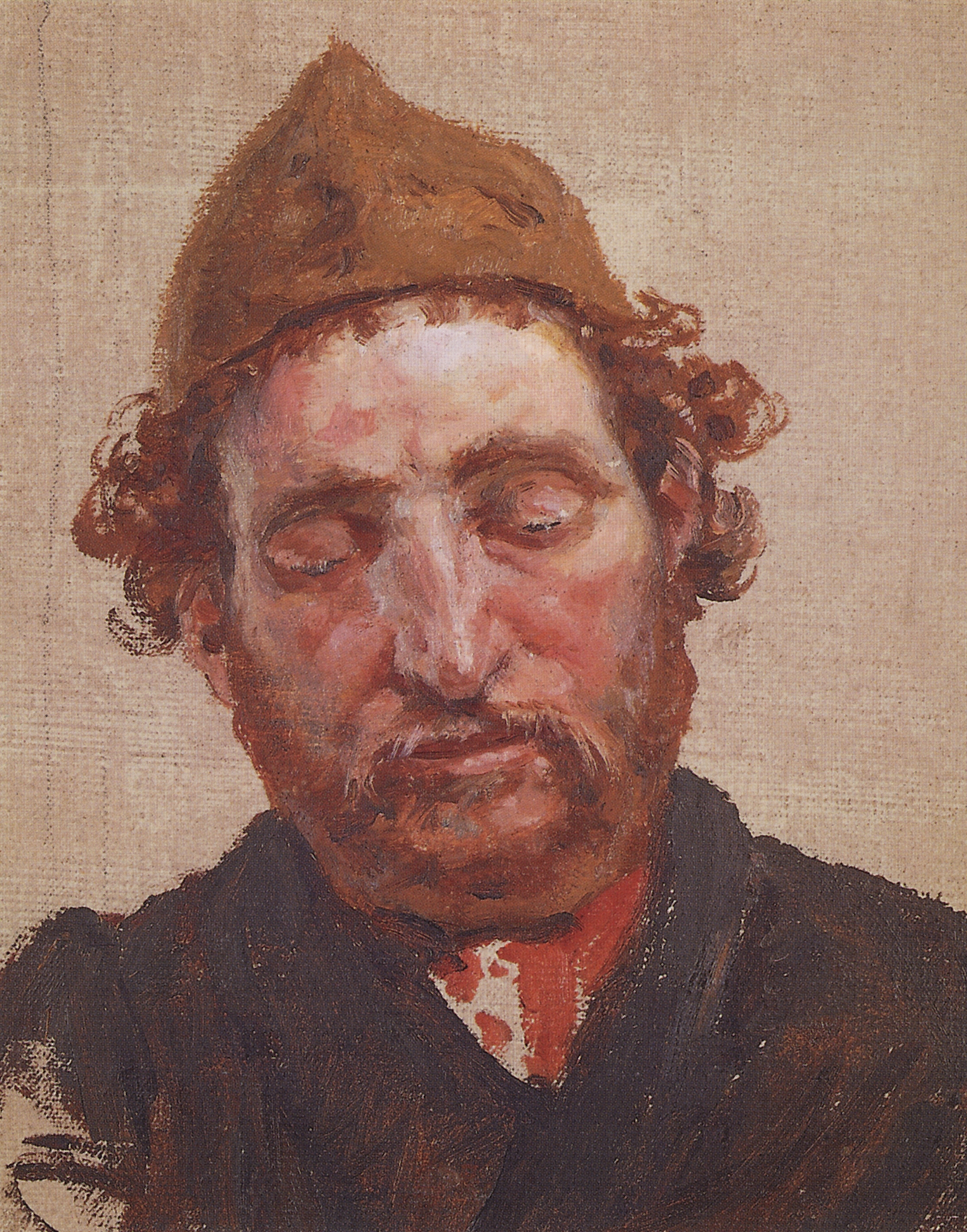 Поленов. Голова рыжеволосого мужчины в желтой ермолке. 1880-е