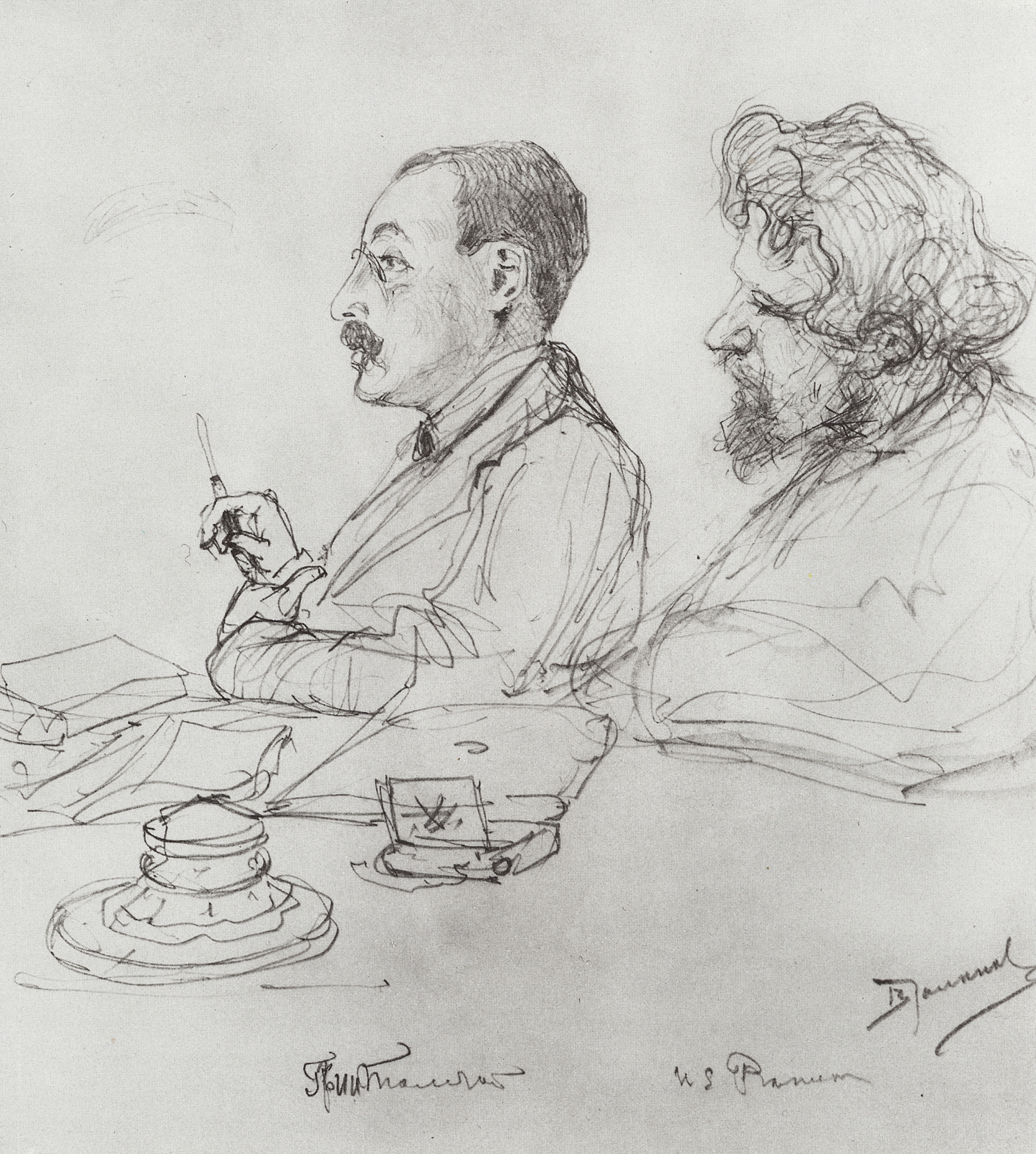 Поленов. Гр. И.И.Толстой и И.Е.Репин на заседании в Академии художеств. 1885