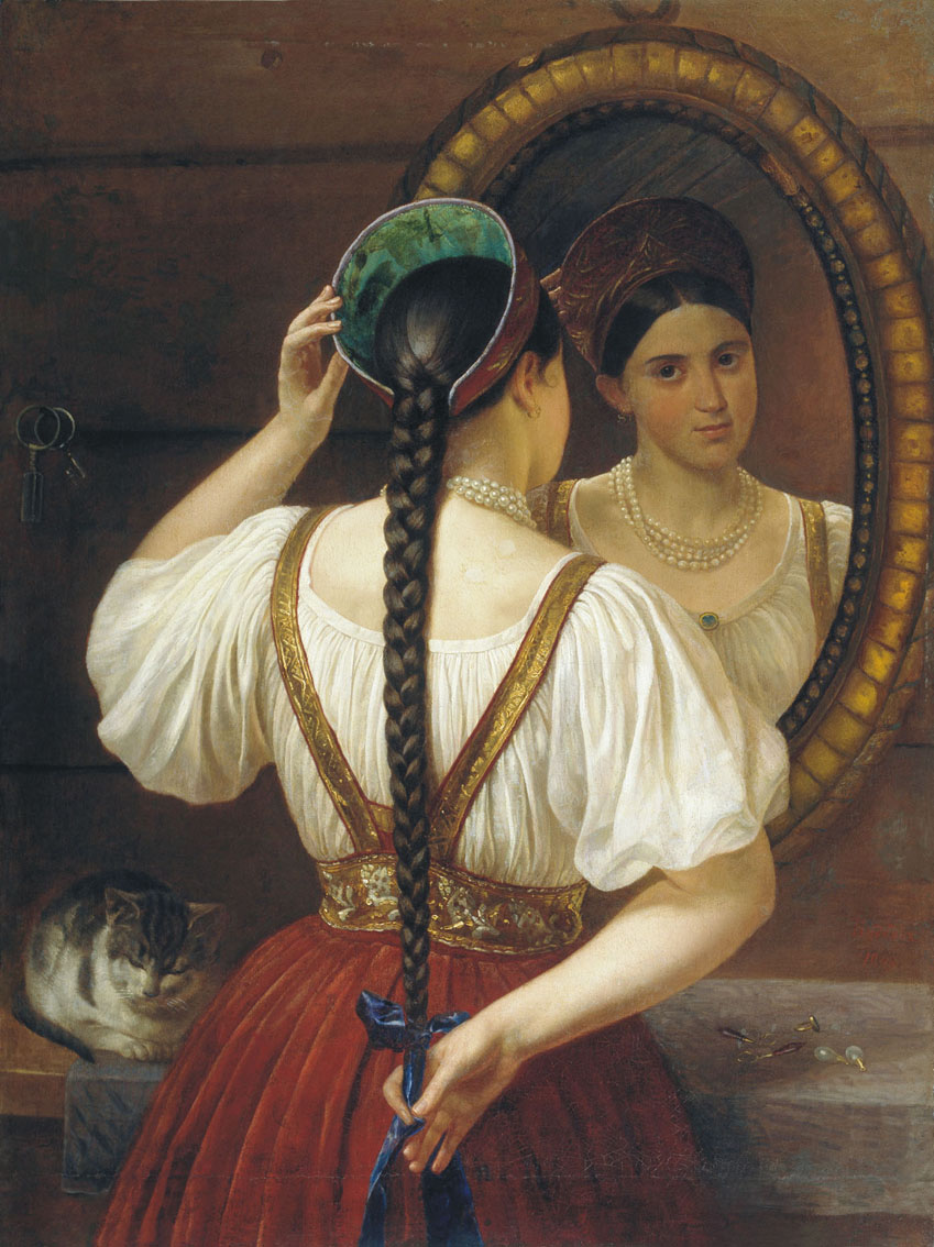Будкин. Девушка перед зеркалом. 1848