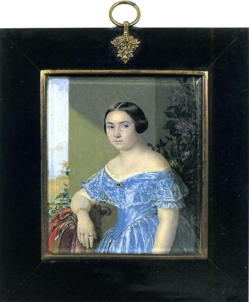 Крендовский. Портрет неизвестной в голубом платье. Конец 1840-х