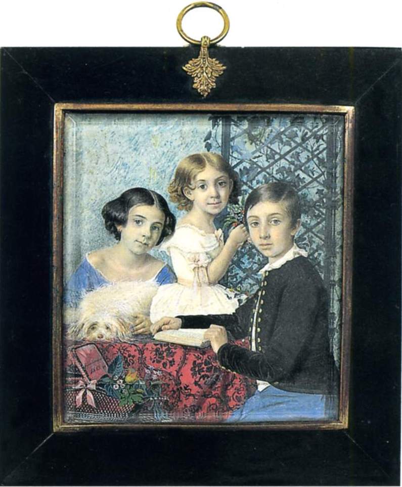 Крендовский. Портрет детей художника — Дарьи, Елизаветы и Михаила. 1849