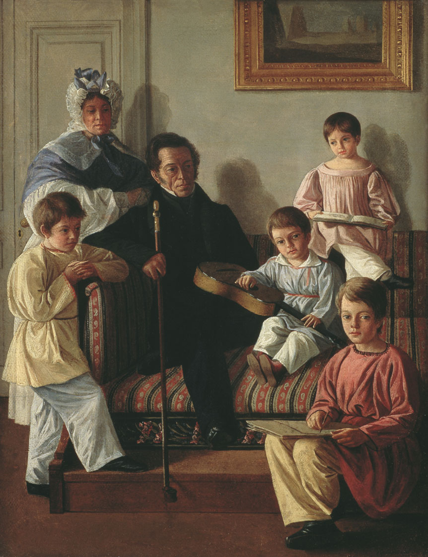 Крендовский. Портрет Александра Александровича Башилова с семьей. Начало 1830-х